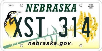 NE license plate XST314