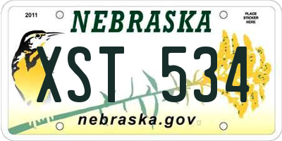 NE license plate XST534