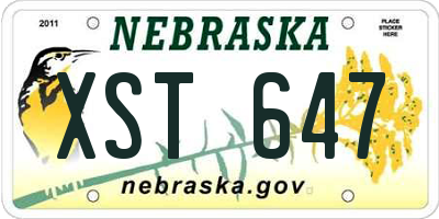 NE license plate XST647