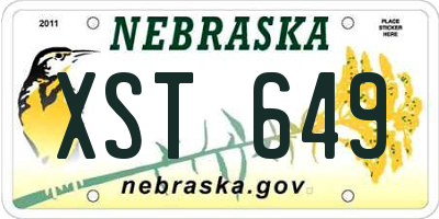 NE license plate XST649