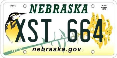 NE license plate XST664