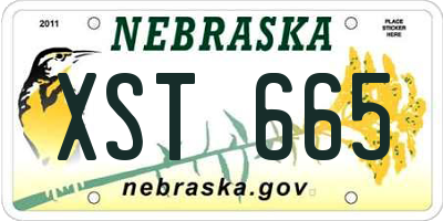 NE license plate XST665