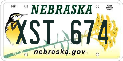 NE license plate XST674