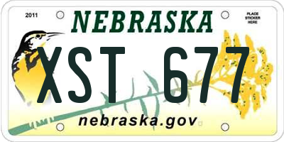 NE license plate XST677