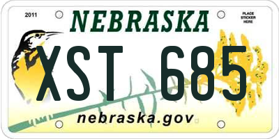 NE license plate XST685
