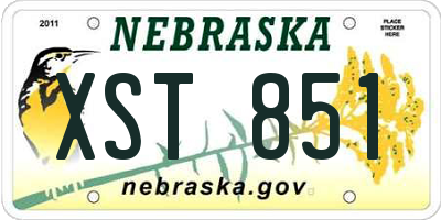 NE license plate XST851