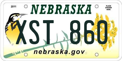 NE license plate XST860