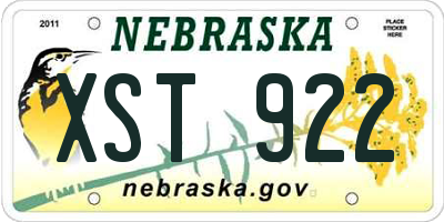 NE license plate XST922