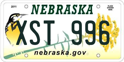 NE license plate XST996