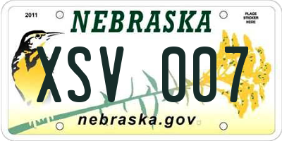 NE license plate XSV007