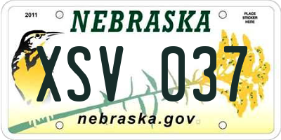 NE license plate XSV037