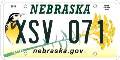 NE license plate XSV071