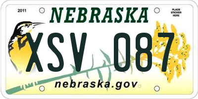 NE license plate XSV087