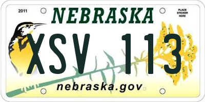 NE license plate XSV113