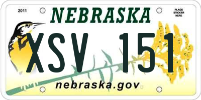 NE license plate XSV151