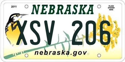 NE license plate XSV206