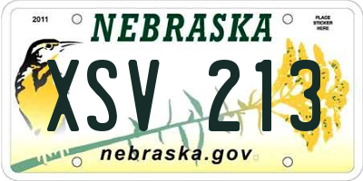 NE license plate XSV213
