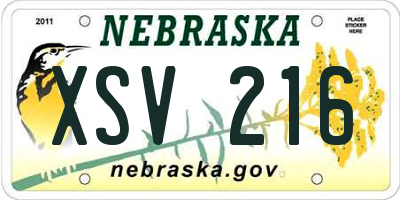 NE license plate XSV216