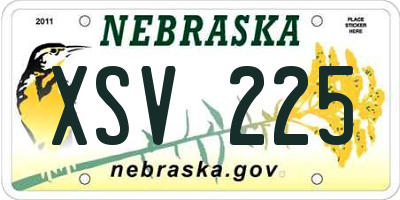NE license plate XSV225