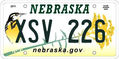 NE license plate XSV226