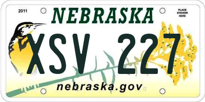 NE license plate XSV227