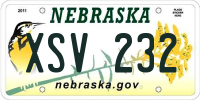 NE license plate XSV232