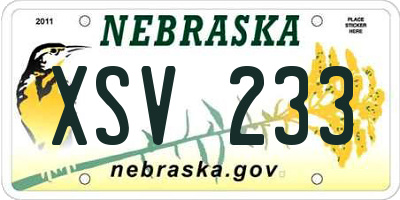 NE license plate XSV233
