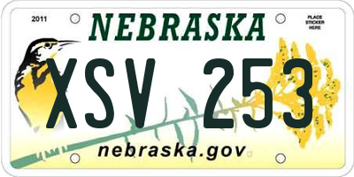 NE license plate XSV253