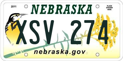 NE license plate XSV274