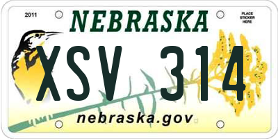 NE license plate XSV314
