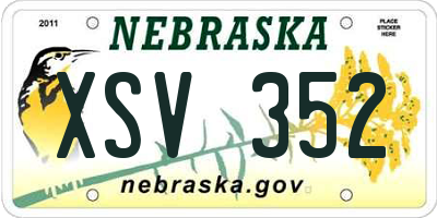 NE license plate XSV352