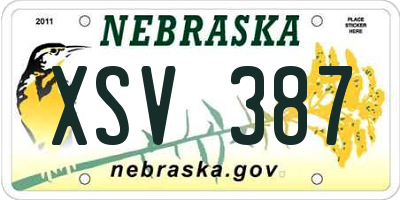 NE license plate XSV387