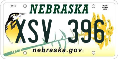 NE license plate XSV396