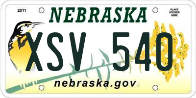 NE license plate XSV540