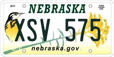 NE license plate XSV575