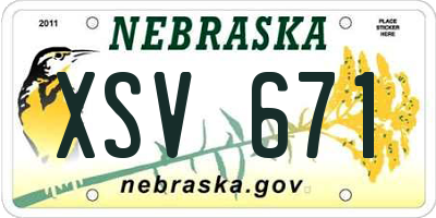 NE license plate XSV671