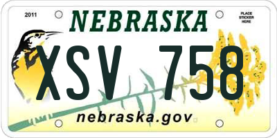 NE license plate XSV758