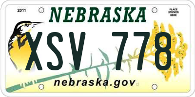NE license plate XSV778