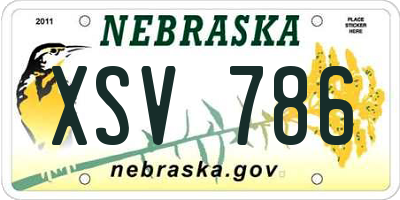 NE license plate XSV786