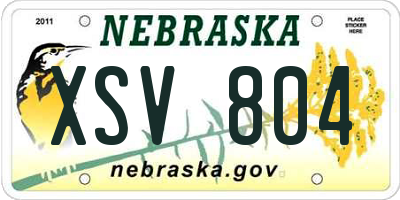 NE license plate XSV804
