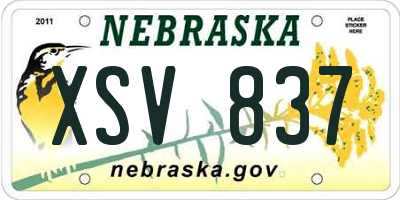 NE license plate XSV837