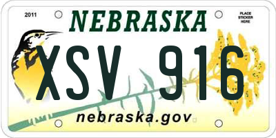 NE license plate XSV916