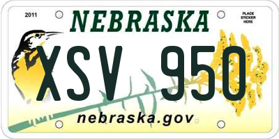 NE license plate XSV950