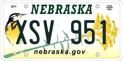 NE license plate XSV951