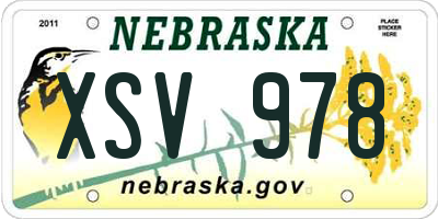 NE license plate XSV978