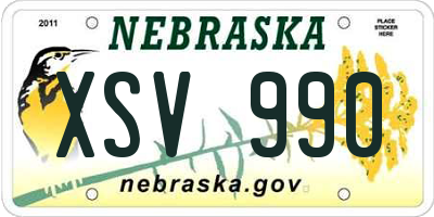 NE license plate XSV990