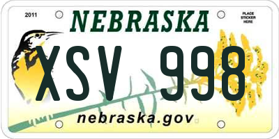 NE license plate XSV998