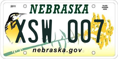NE license plate XSW007