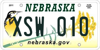 NE license plate XSW010