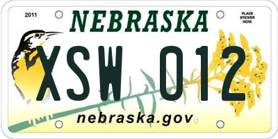 NE license plate XSW012